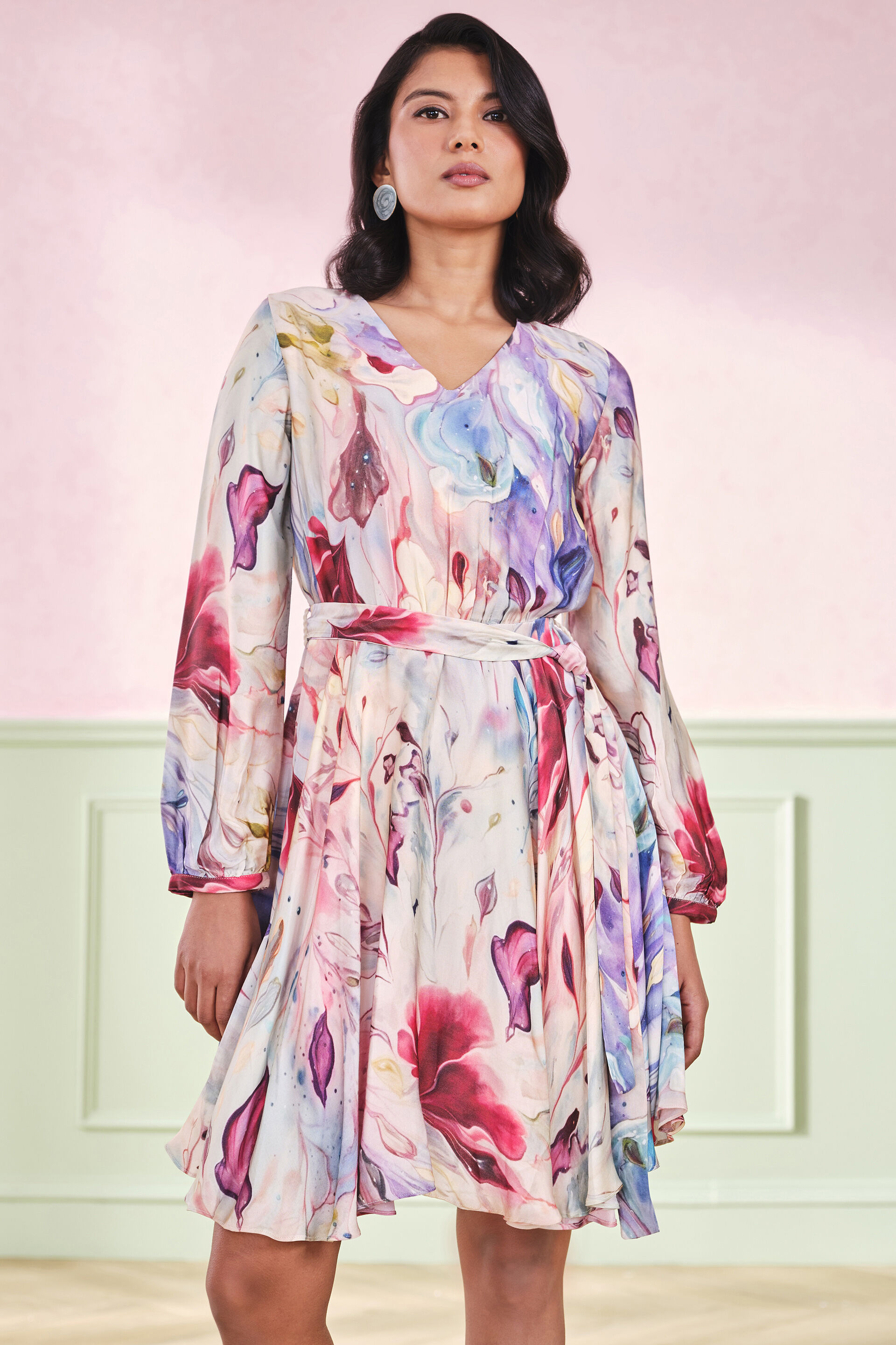 Hibiscus Fields Flared Dress, Multi Color, image 1